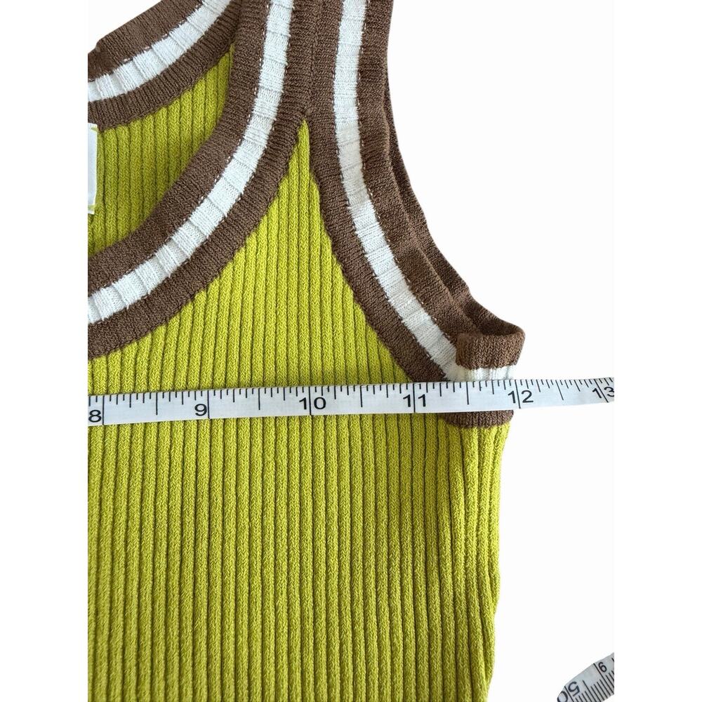 Vintage Y2K Carlisle Knit Ringer Tank Top Contrast Trim Ribbed Knit Shell Small - Picture 5 of 5